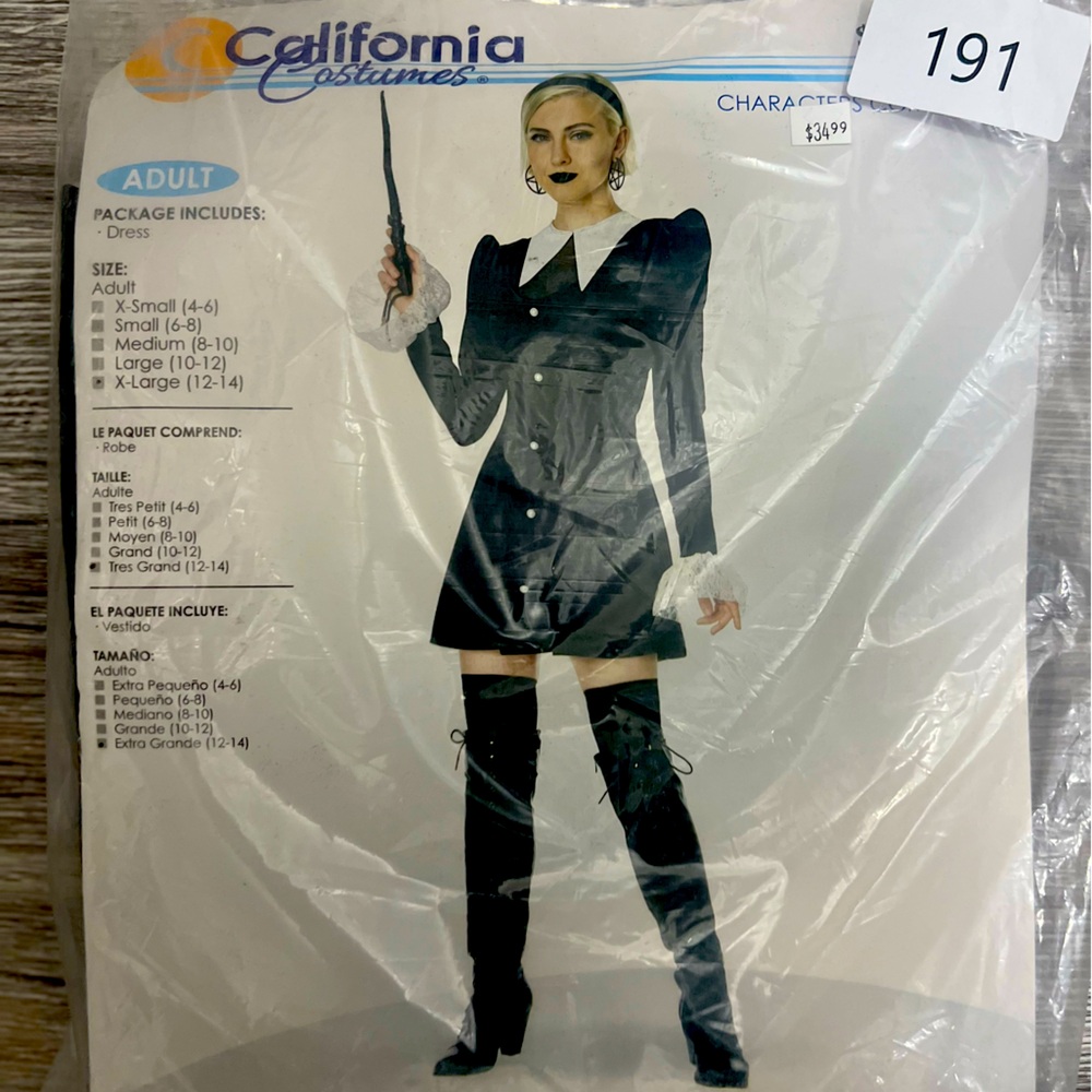 New California Halloween Costumes Women's Black Dress with White Accents Size XL